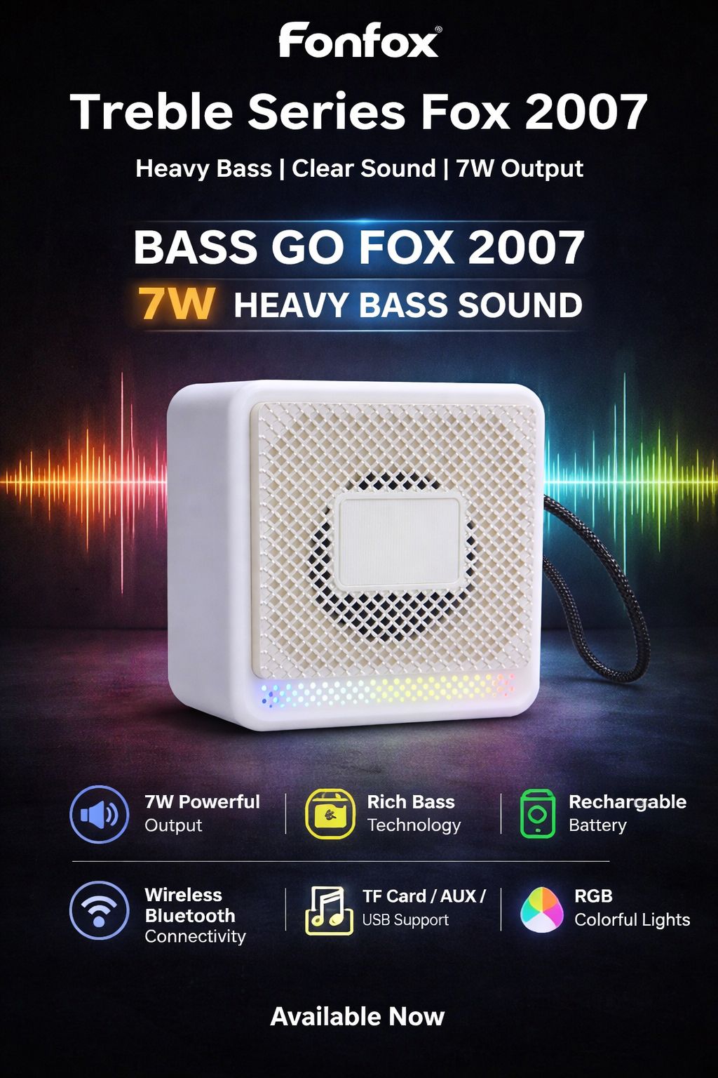 OotgFkU90-7lhLCykjT.jpg FONFOX FOX2007 TRABLE SERIES PORTABLE WIRELESS SPEAKER - Image 1